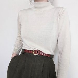 Ivory Silk Mock Neck